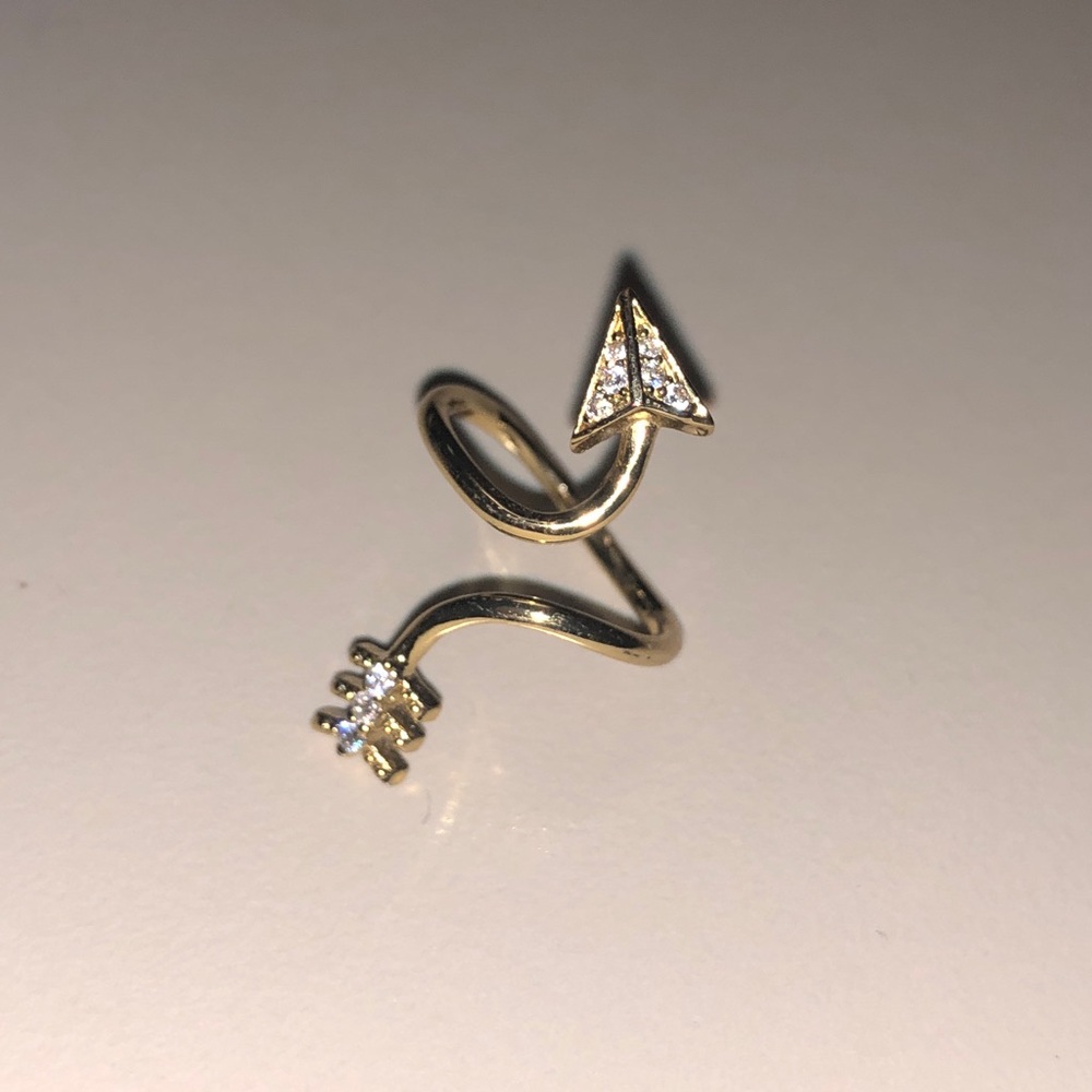 Gold Arrow CZ Midi Ring